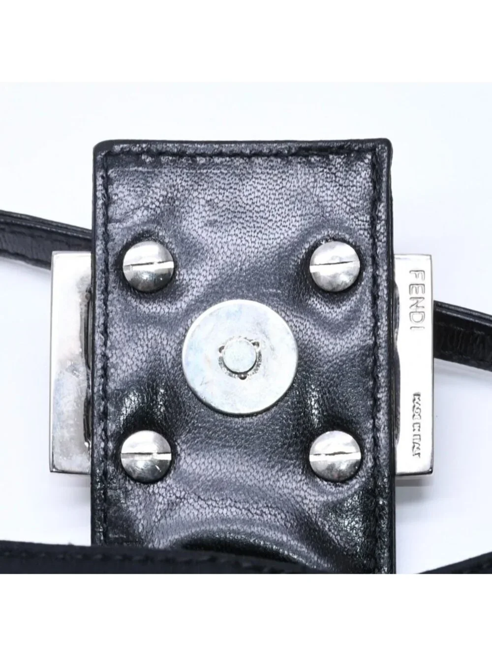 Fendi Handbag Mini Croissant Mini Mamma Pouch Case Cotton Jersey Leather Black